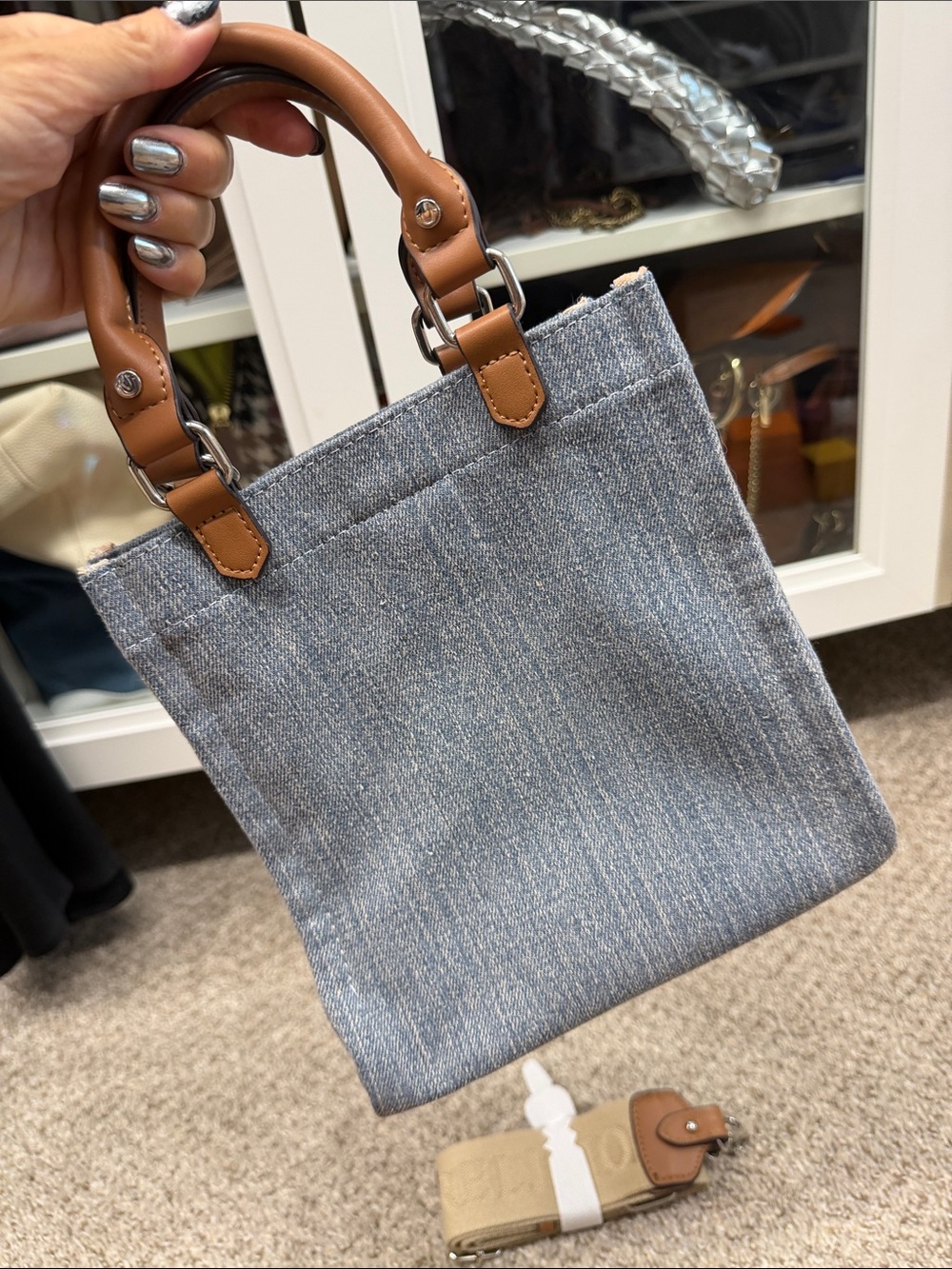 True Religion Blue Denim Mini Tote - Picture 2 of 4